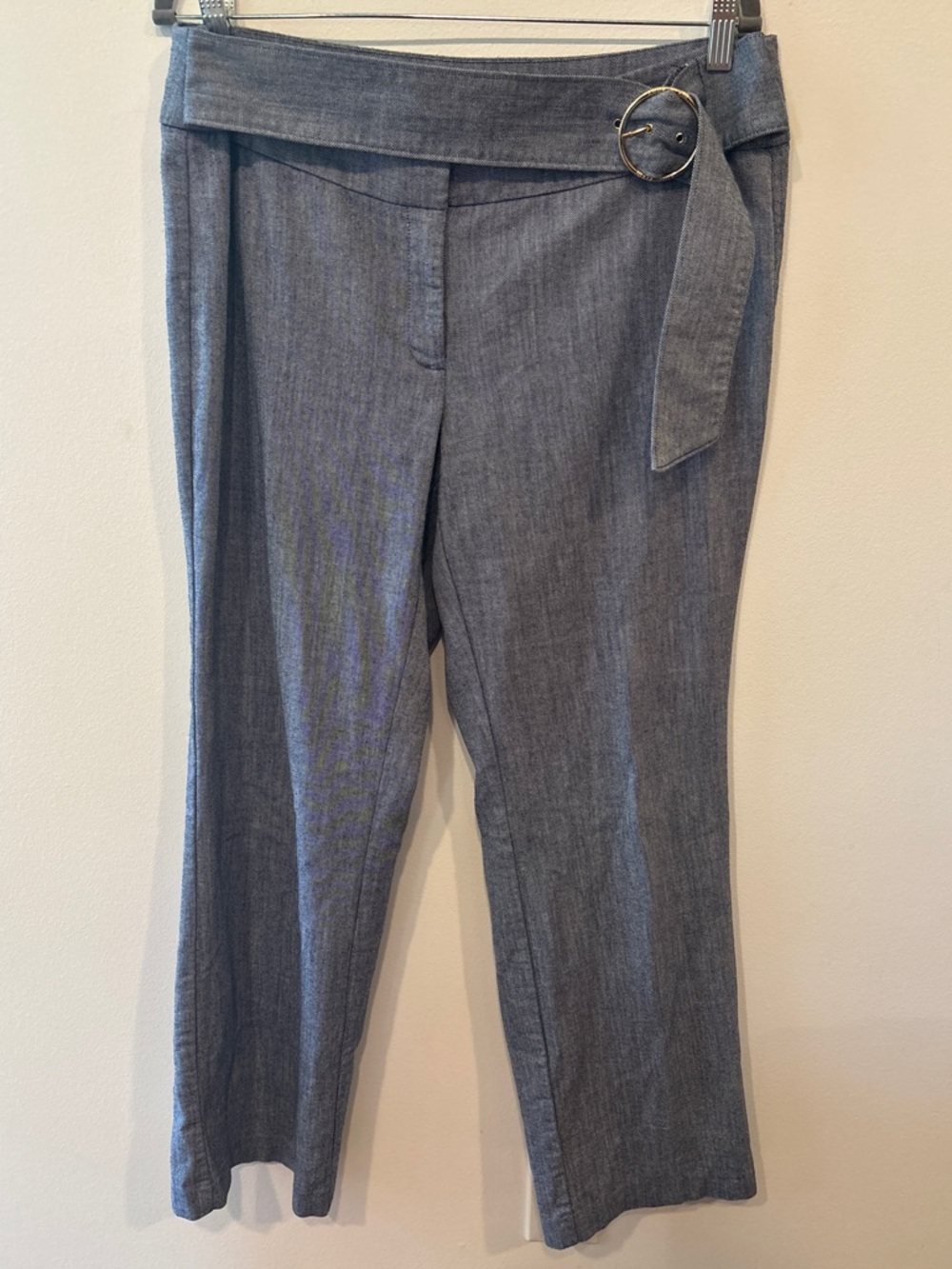 Anne Klein High-Waist Blue Chambray Belted Pants - Women’s size 10